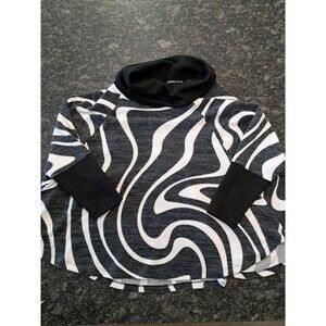 Michael Tyler Cowl Neck Sweater White and Black Wavy Pattern Women's Size XL